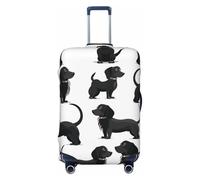 KCGSDEGV Black Dogs Teckel Housse de bagage élastique avec fermetures éclair invisibles - Protection universelle pour valise pour voyage, voyages d'affaires, Noir , M(22-24inch suitcase), Valise