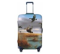 KCGSDEGV Chasse Flying Wild Ducks Housse de bagage élastique 8 imprimés avec fermetures éclair invisibles - Protection universelle pour valise pour voyage, voyages d'affaires, Noir , L(25-28inch