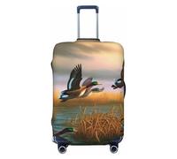 KCGSDEGV Chasse Flying Wild Ducks Housse de bagage élastique avec fermetures éclair invisibles - Protection universelle pour valise pour voyage, voyages d'affaires, Noir , S(18-21inch suitcase