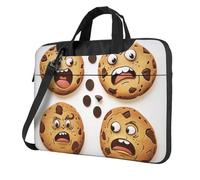 KCGSDEGV Chip Cookies avec différentes expressions imprimées, sac à bandoulière pour ordinateur portable, triple couche de protection antichoc pour homme et femme, Noir , 13 inch