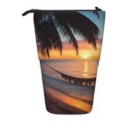 KCGSDEGV Coconut Beach Sunset Hamac imprimé debout extensible pour stylos scolaires, maquillage et voyage pour étudiants et artistes, Noir , Taille unique, Cartable