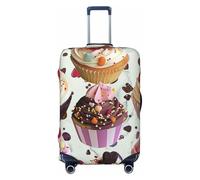 KCGSDEGV Delicious Cupcakes Housse de bagage élastique avec fermetures éclair invisibles - Protection universelle pour valise, voyage, voyages d'affaires, Noir , L(25-28inch suitcase), Valise