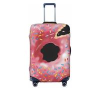 KCGSDEGV Donut Print Housse de bagage élastique avec fermetures éclair invisibles - Protection universelle pour valise, voyage, voyage d'affaires, Noir , XL(29-32inch suitcase), Valise