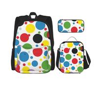 KCGSDEGV Ensemble cartable 3 pièces imprimé citron jaune avec sac à déjeuner et trousse à crayons, sac à dos mignon pour étudiant, adolescent, fille et garçon, Twister Pois, Taille unique, Sacs à dos