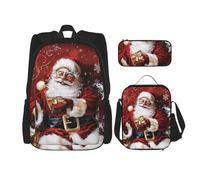 KCGSDEGV Ensemble cartable 3 pièces imprimé drapeau du Royaume-Uni avec sac à déjeuner et trousse à crayons pour adolescents, filles, garçons, Cadeau de Noël Père Noël, Taille unique, Sacs à dos de