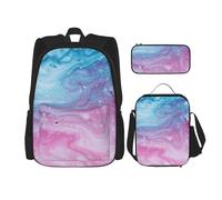 KCGSDEGV Ensemble cartable imprimé abeilles au travail 3 pièces avec sac à déjeuner et trousse à crayons, joli sac à dos pour étudiants, adolescents, filles, garçons, Couleurs pastel bleu, rose et