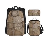 KCGSDEGV Ensemble de 3 sacs d'école avec sac à déjeuner et trousse à crayons - Motif carlin mignon - Pour adolescentes, filles et garçons, Petoskey Stone, Taille unique, Sacs à dos de jour
