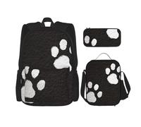 KCGSDEGV Ensemble de 3 sacs d'école avec sac à déjeuner et trousse à crayons - Motif carlin mignon - Pour adolescentes, filles et garçons, Pistes d'ours, Taille unique, Sacs à dos de jour