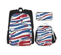 KCGSDEGV Ensemble de 3 sacs d'école avec sac à déjeuner et trousse à crayons - Motif tournesol - Pour adolescentes, filles et garçons, Patriotic Stars Strips Independence Day, Taille unique, Sacs à