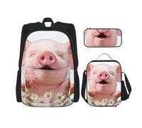KCGSDEGV Ensemble de 3 sacs d'école avec sac à déjeuner et trousse à crayons - Motif tournesol - Pour adolescentes, filles et garçons, Animaux de la ferme en plein air, Taille unique, Sacs à dos de