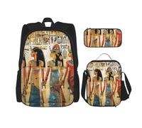 KCGSDEGV Ensemble de 3 sacs d'école imprimés de ballerine avec sac à déjeuner et trousse à crayons pour adolescentes, filles, garçons, Femmes en Égypte ancienne, Taille unique, Sacs à dos de jour