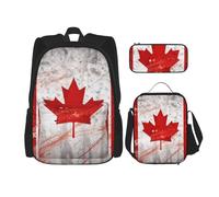 KCGSDEGV Ensemble de 3 sacs d'école imprimés sur le thème des plantes tropicales de plage avec sac à déjeuner, trousse à crayons, sac à dos mignon pour étudiants, adolescents, filles, garçons, Drapeau