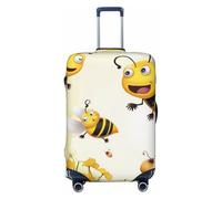 KCGSDEGV Flying Bees Housse de bagage élastique avec fermetures éclair invisibles Motif miel Housse de protection universelle pour valise pour voyage, voyages d'affaires, Noir , M(22-24inch suitcase