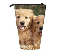 KCGSDEGV Golden Retriever Trousse à crayons extensible pour stylos, maquillage et voyage pour étudiants et artistes, Noir , Taille unique, Cartable