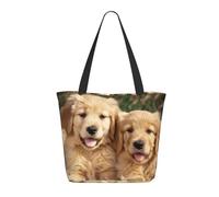 KCGSDEGV Grand sac fourre-tout avec imprimé « Happy Birthday » pour femme, sac à bandoulière léger avec fermeture éclair pour le shopping, l'école, le travail, les voyages, Golden Retriever Dogs