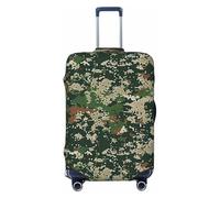KCGSDEGV Green Army Digital Camouflage Imprimés Housse de Bagage Élastique avec Fermetures Éclair Invisible Housse de Bagage Universel Protection Valise pour Voyage Voyage Voyage Business, Noir , S(18