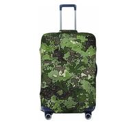 KCGSDEGV Green Army Digital Camouflage Print Housse de Bagage Élastique avec Fermetures Éclair Invisible Housse de Protection Universel Valise pour Voyage Voyage Voyage Business, Noir , L(25-28inch