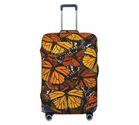 KCGSDEGV Heaps of Orange Monarch Papillons Housse de bagage élastique avec fermetures éclair invisibles - Protection universelle pour valise, voyage, voyages d'affaires, Noir , M(22-24inch suitcase