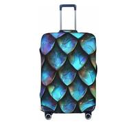 KCGSDEGV Housse de bagage élastique 3D avec fermetures éclair invisibles, motif écailles de dragon, protection universelle pour valise, voyage d'affaires, Noir , M(22-24inch suitcase), Valise