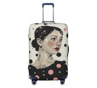 KCGSDEGV Housse de bagage élastique à pois avec fermetures éclair invisibles - Protection universelle pour valise, voyage, voyages d'affaires, Noir , L(25-28inch suitcase), Valise