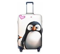 KCGSDEGV Housse de bagage élastique avec fermeture éclair invisible - Housse de protection universelle pour valise, voyage d'affaires, avec imprimé I Love Penguins, Noir , L(25-28inch suitcase
