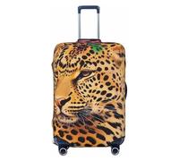 KCGSDEGV Housse de bagage élastique avec fermeture éclair invisible - Imprimé léopard - Protection universelle pour valises - Pour voyage, voyages d'affaires, Noir , L(25-28inch suitcase), Valise