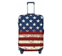 KCGSDEGV Housse de bagage élastique avec fermeture éclair invisible, motif drapeau avec étoiles et rayures, protection universelle pour valise, voyage, voyage d'affaires, Noir , XL(29-32inch suitcase