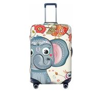 KCGSDEGV Housse de bagage élastique avec fermeture éclair invisible Motif éléphant et hiboux, Noir , S(18-21inch suitcase), Valise