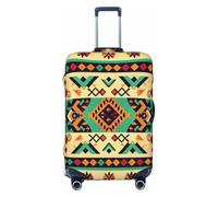 KCGSDEGV Housse de bagage élastique avec fermeture éclair invisible - Motif géométrique ethnique - Protection universelle pour valises - Pour voyage, voyages d'affaires, Noir , XL(29-32inch suitcase