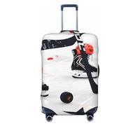 KCGSDEGV Housse de bagage élastique avec fermeture éclair invisible - Motif hockey sur glace - Protection universelle pour valise, voyage, voyages d'affaires, Noir , S(18-21inch suitcase), Valise
