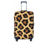 KCGSDEGV Housse de bagage élastique avec fermeture éclair invisible - Motif léopard marron - Protection universelle pour valises - Pour voyage, voyages d'affaires, Noir , XL(29-32inch suitcase