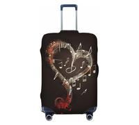 KCGSDEGV Housse de bagage élastique avec fermeture éclair invisible - Motif symboles musicaux - Protection universelle pour valises - Pour voyage, voyages d'affaires, Noir , XL(29-32inch suitcase