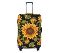 KCGSDEGV Housse de bagage élastique avec fermeture éclair invisible - Protection universelle pour valise, voyage d'affaires, motif tournesol, Noir , M(22-24inch suitcase), Valise