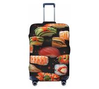 KCGSDEGV Housse de bagage élastique avec fermeture éclair invisible - Protection universelle pour valise, voyage, voyage d'affaires, motif crevettes japonaises, Noir , S(18-21inch suitcase), Valise