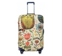 KCGSDEGV Housse de bagage élastique avec fermeture éclair invisible - Protection universelle pour valise, voyage, voyage d'affaires, motif chats et fleurs, Noir , L(25-28inch suitcase), Valise