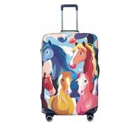 KCGSDEGV Housse de bagage élastique avec fermeture éclair invisible - Protection universelle pour valise, voyage, voyage d'affaires, Noir , S(18-21inch suitcase), Valise