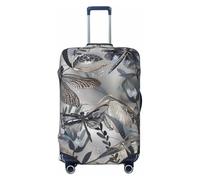 KCGSDEGV Housse de bagage élastique avec fermetures éclair invisibles - Housse de protection universelle pour valises - Motif libellules grises, Noir , L(25-28inch suitcase), Valise