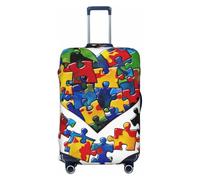 KCGSDEGV Housse de bagage élastique avec fermetures éclair invisibles pour la sensibilisation à l'autisme - Protection universelle de valise pour voyage, voyages d'affaires, Noir , S(18-21inch