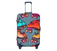 KCGSDEGV Housse de bagage élastique avec fermetures éclair invisibles pour patins à roulettes rétro avec imprimés colorés - Protection universelle pour valise, voyage, voyages d'affaires, Noir , S(18