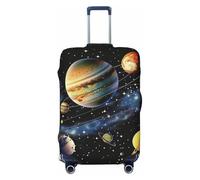 KCGSDEGV Housse de bagage élastique avec fermetures éclair invisibles - Protection universelle pour valise, voyage d'affaires, planètes, étoiles et galaxie, Noir , M(22-24inch suitcase), Valise