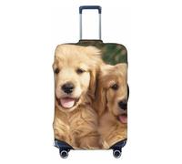 KCGSDEGV Housse de bagage élastique avec fermetures éclair invisibles - Protection universelle pour valise, voyage, voyages d'affaires - Golden Retriever, Noir , S(18-21inch suitcase), Valise
