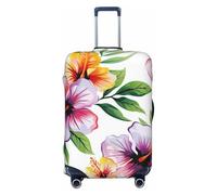 KCGSDEGV Housse de bagage élastique imprimée hawaïenne avec fermeture éclair invisible - Protection universelle pour valises - Pour voyage, voyages d'affaires, Noir , XL(29-32inch suitcase), Valise
