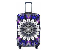 KCGSDEGV Housse de bagage élastique rectangulaire imprimée mandala avec fermetures éclair invisibles, protection universelle pour valise, voyage, voyages d'affaires, Noir , L(25-28inch suitcase