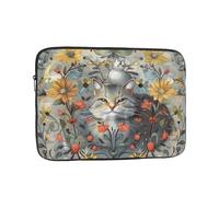 KCGSDEGV Housse de protection pour ordinateur portable Motif chats et fleurs amusants pour une protection ultime - Sacoche pour tablette, Noir , 12 inch
