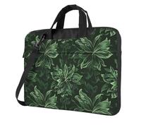 KCGSDEGV Hunter Sac à bandoulière pour ordinateur portable avec motif floral et pétales verts - Protection triple couche - Antichoc - Pour homme et femme, Noir , 15.6 inch