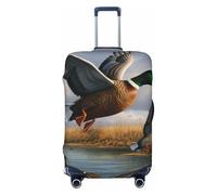 KCGSDEGV Hunting Flying Wild Ducks by The Lake Prints Housse de bagage élastique avec fermetures éclair invisibles - Protection universelle pour valise pour voyage, voyages d'affaires, Noir , S(18