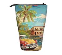 KCGSDEGV Island of Cuba Trousse à crayons extensible sur pied pour stylos scolaires, maquillage et voyage pour étudiants et artistes, Noir , Taille unique, Cartable