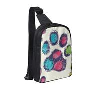 KCGSDEGV Joli sac à bandoulière imprimé carlin pour homme et femme, sac à bandoulière pour voyage, coureur, cyclisme, randonnée, sports, Pattes de chien mignonnes colorées, Taille unique