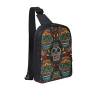 KCGSDEGV Joli sac à bandoulière imprimé carlin pour homme et femme, sac à bandoulière pour voyage, coureur, cyclisme, randonnée, sports, Crânes colorés., Taille unique