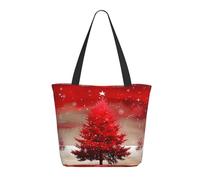 KCGSDEGV Joli sac fourre-tout avec imprimé infirmière pour femme, grande poignée, sac à bandoulière léger avec fermeture éclair pour le shopping, l'école, le travail, les voyages, Sapin de Noël rouge